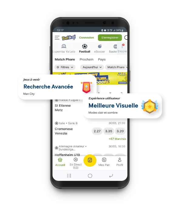 Aperçu de l'application Betika mobile