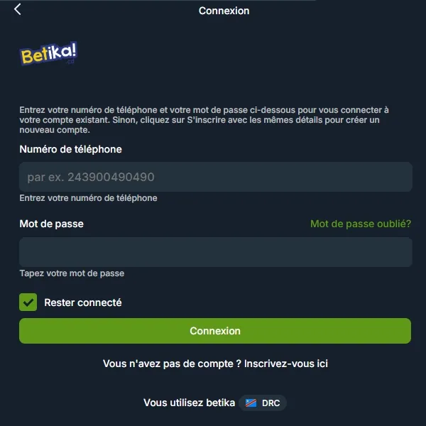 Inscription sur Betika RDC – étape par étape